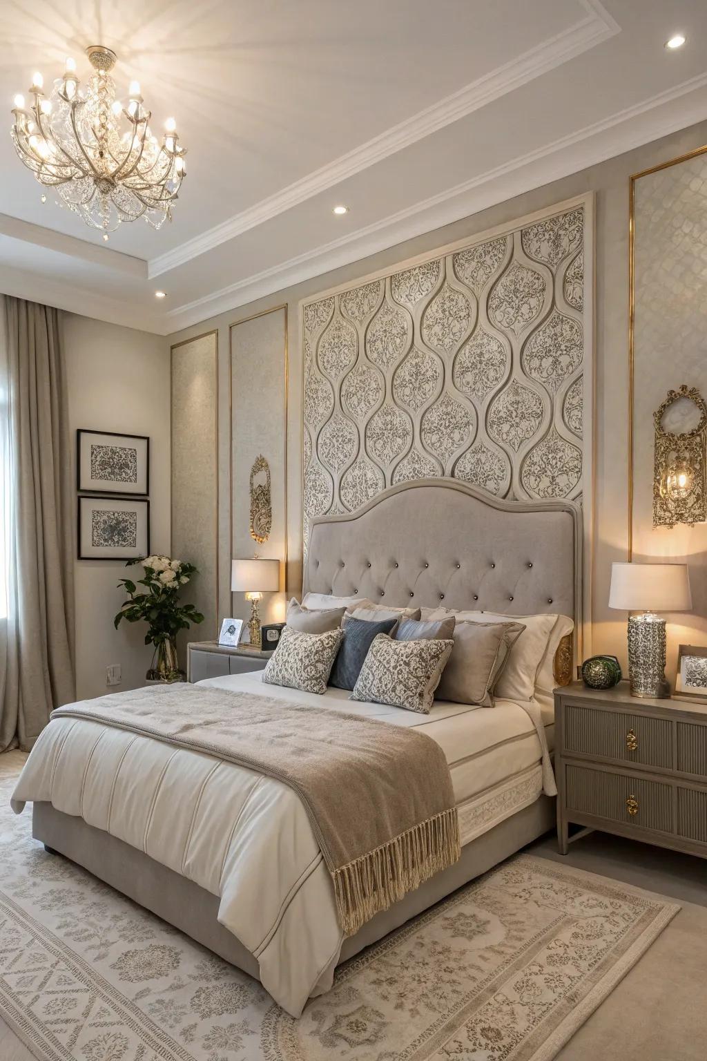 Soft brown and grey wall decor adding a personal touch.