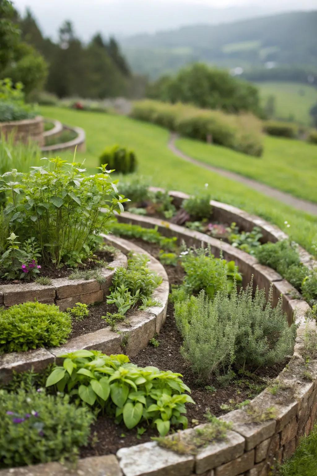 Herb coil giving a distinctive and productive means to cultivate your tea plants.