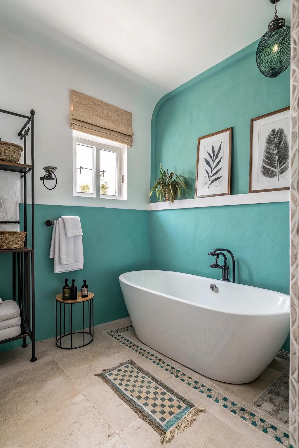 Manipulate with shades utilizing duet-toned cerulean walls.