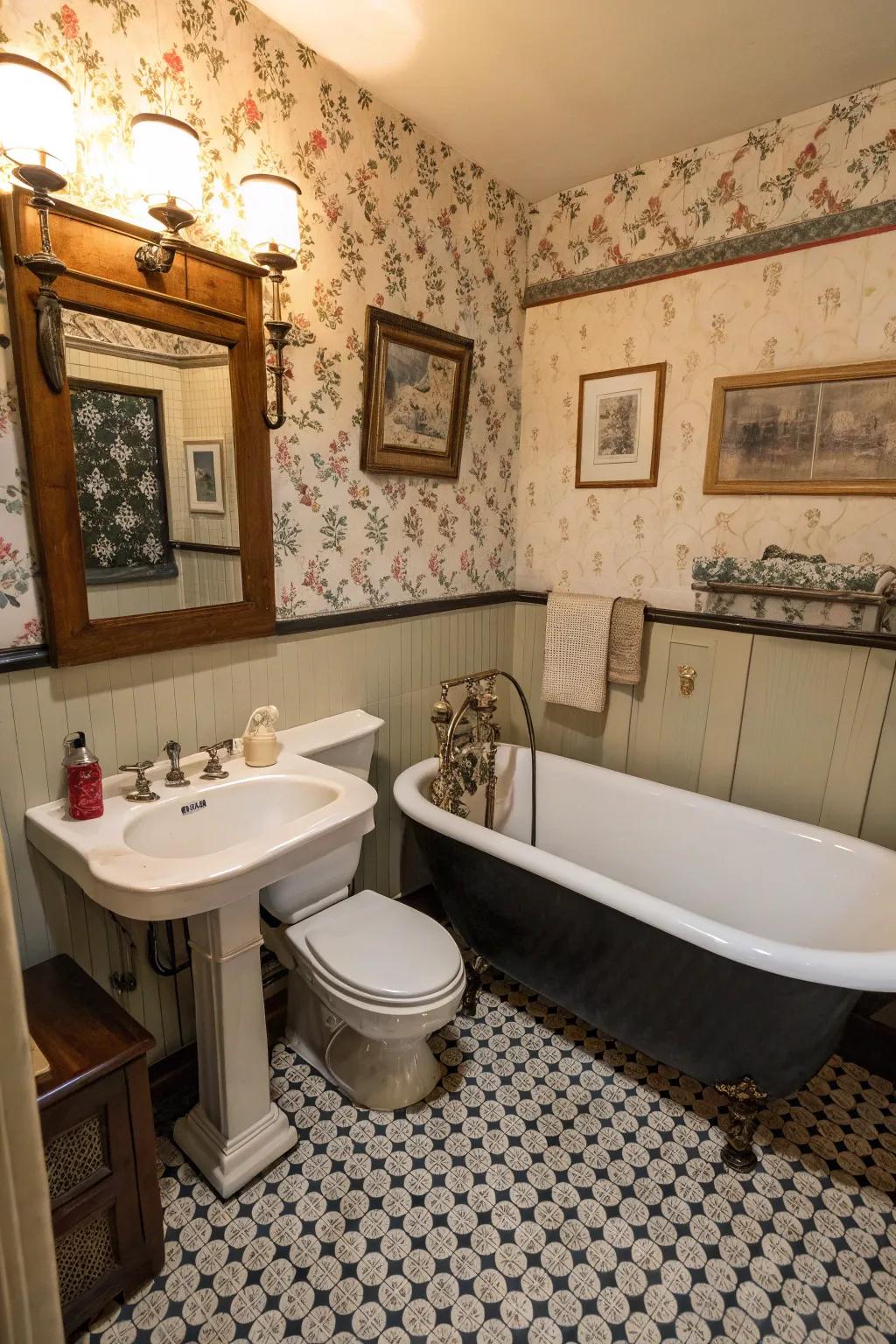 Classic appeal contributing persona to a lavatory.