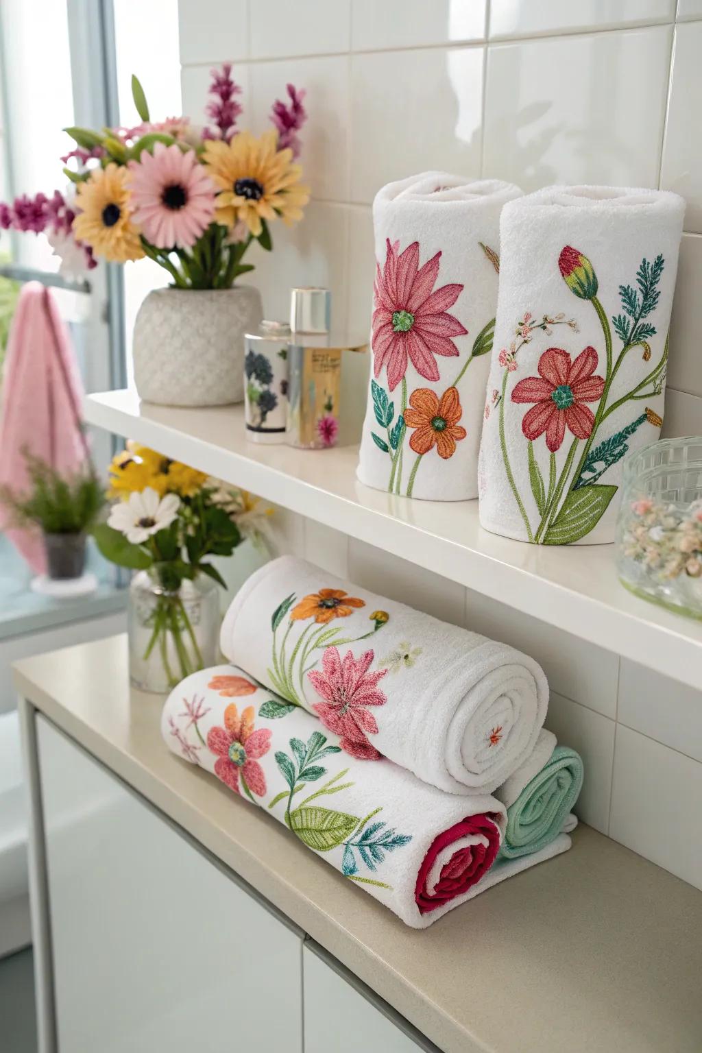 Introduce floral charm with flower vase-shaped fabric folds.