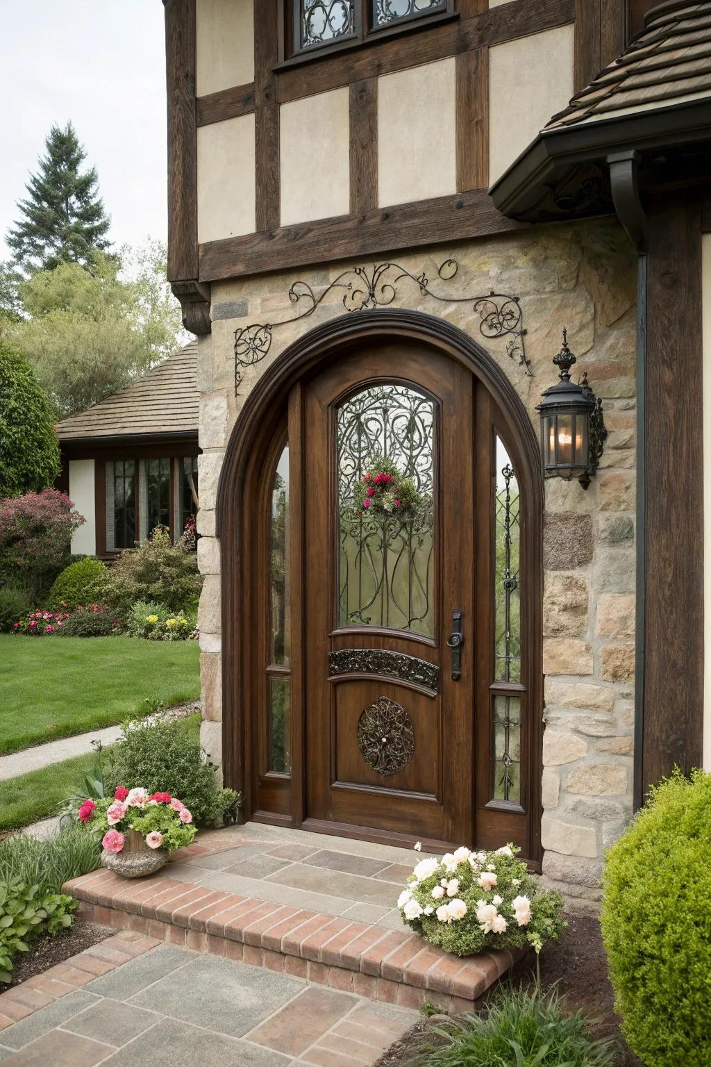 Tudor-inspired doors deliver a storybook charm to traditional homes.