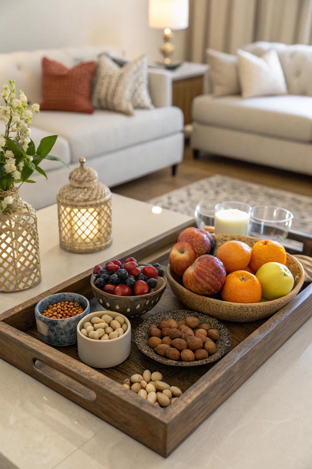 Symmetrical decor arrangements achieve harmony.