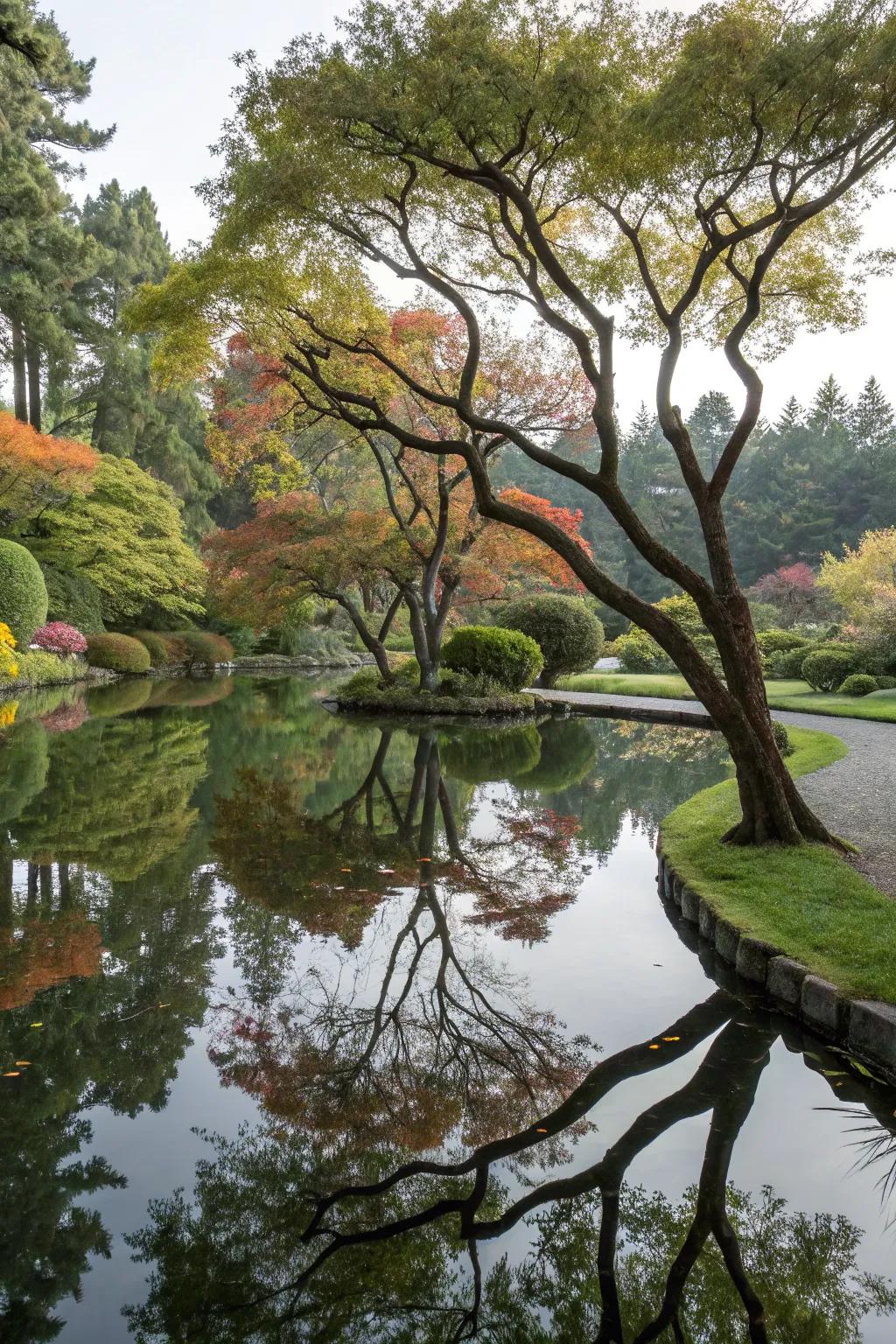 Amplify depth and beauty by playing with tree reflections.