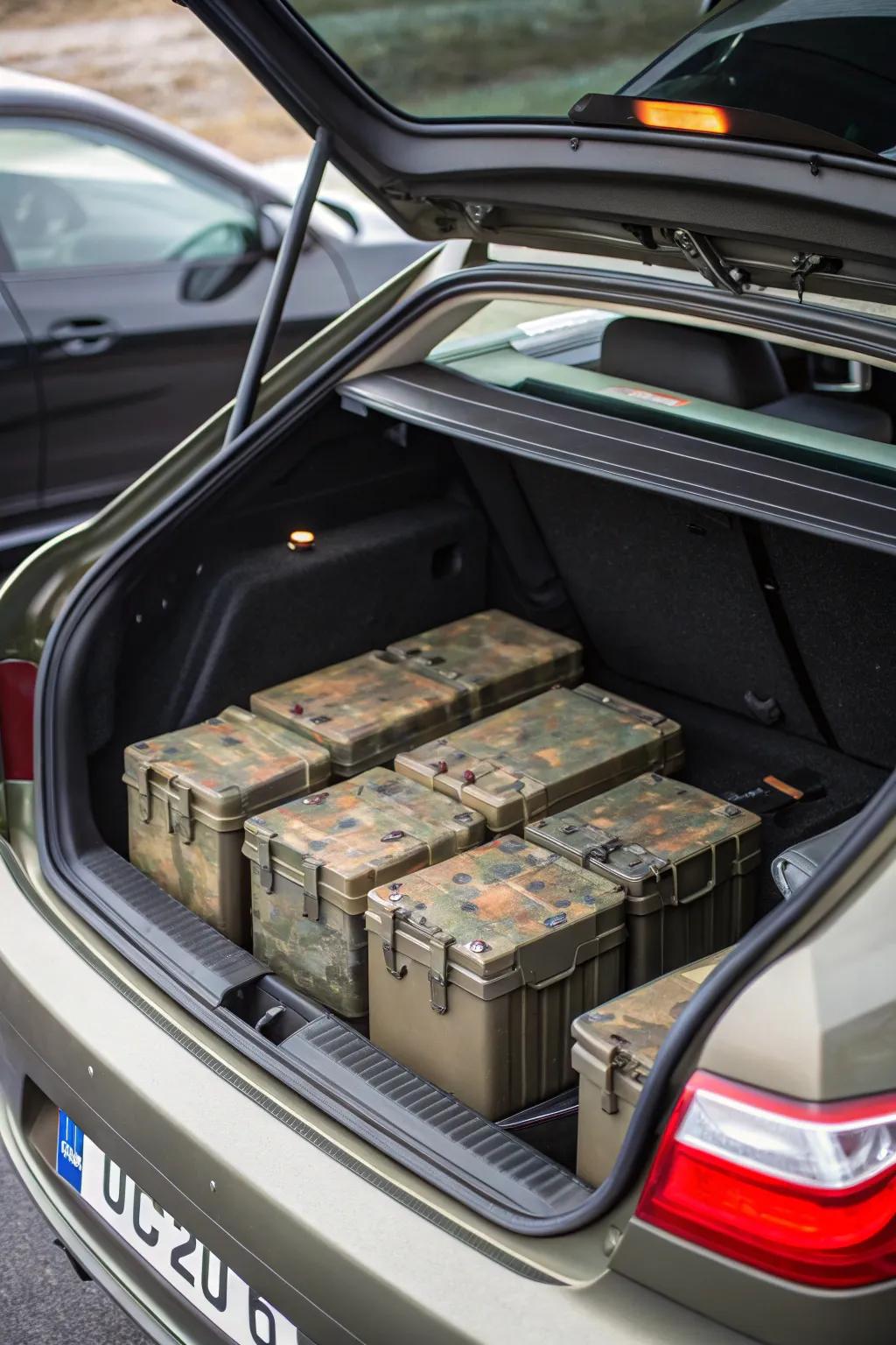 Strong ammo boxes for secure and long-lasting trunk storage.
