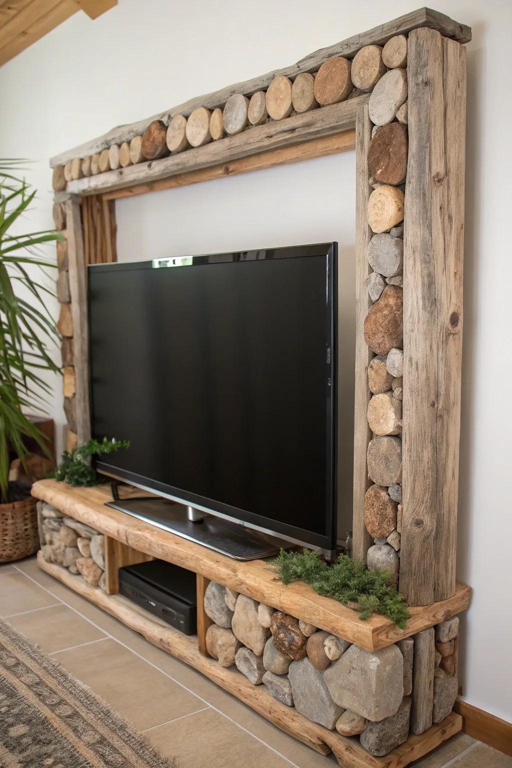Bring the outside in with a nature inspired TV surround.