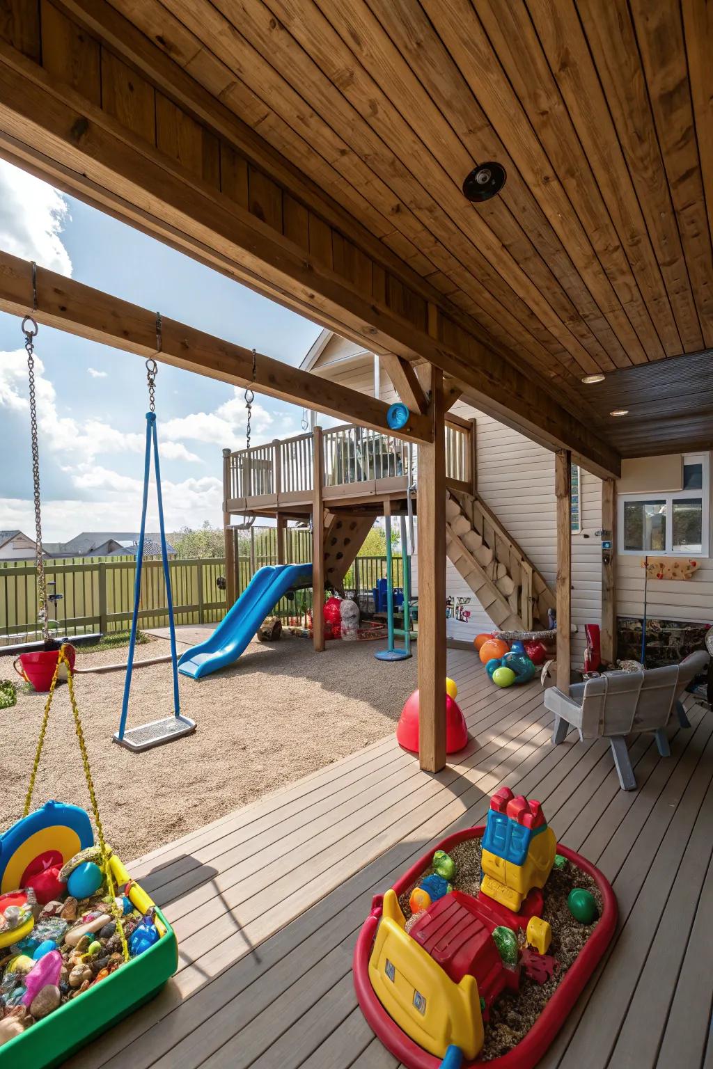 Create a fun play zone under your deck.