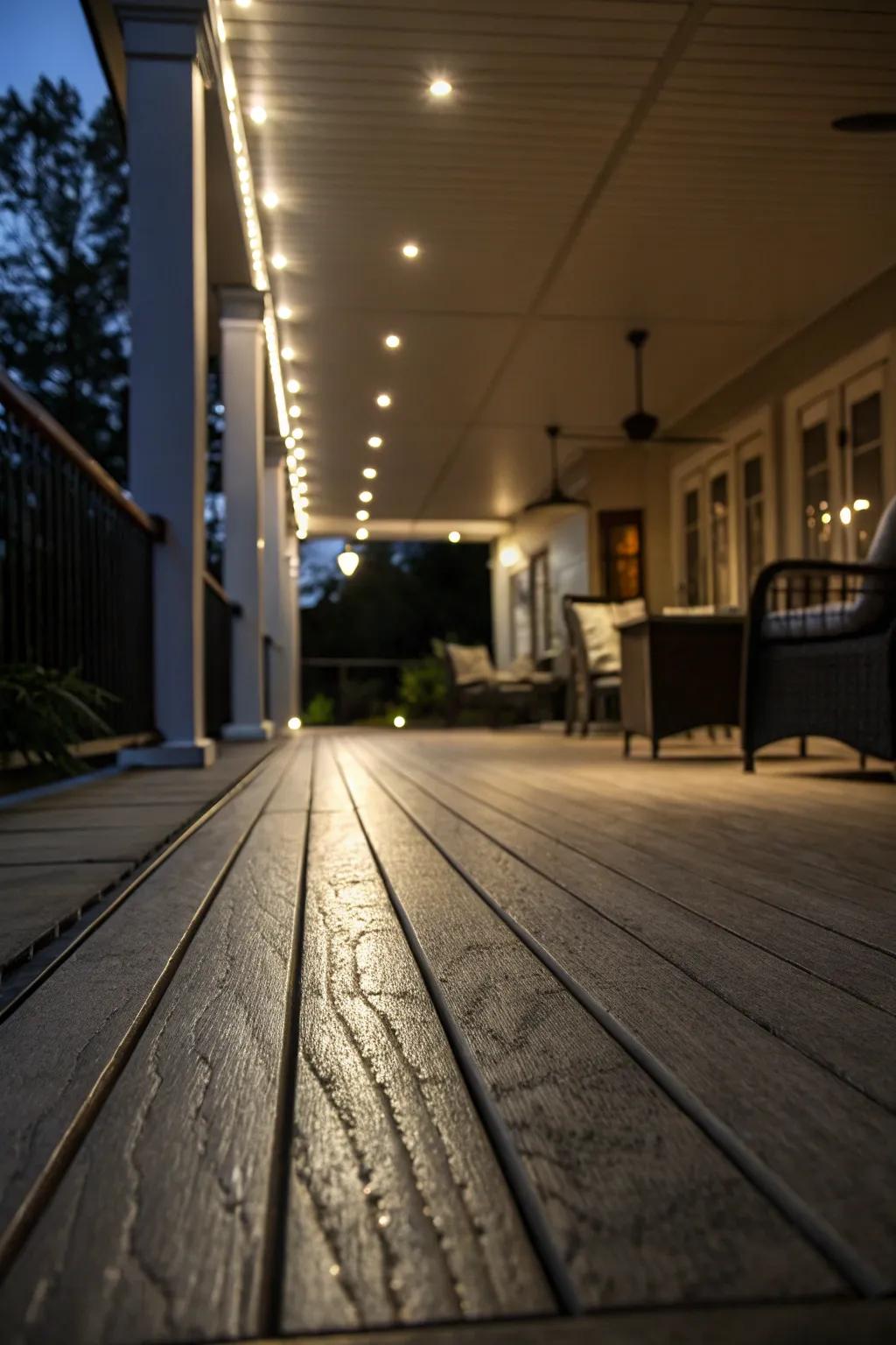 In-floor lighting introduces a theatrical flair to your under-deck area.