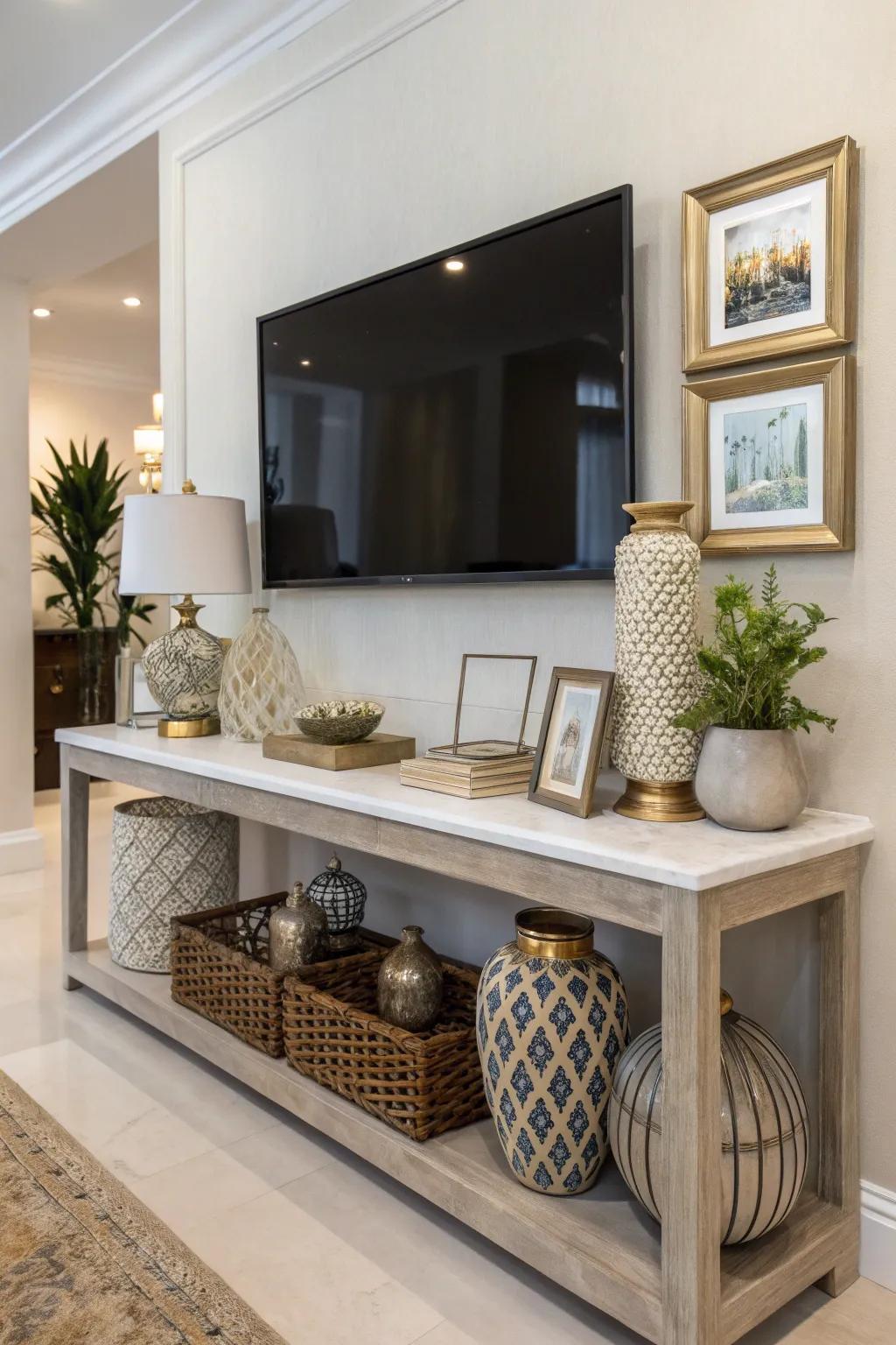 A grounded surface sustains a streamlined, understated look.