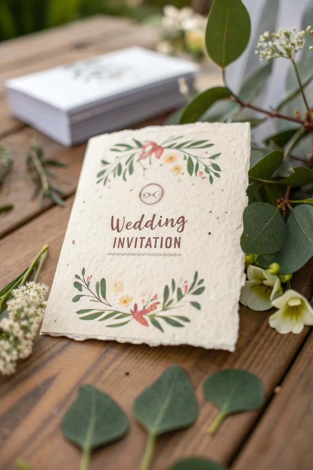 Eco-friendly invitations present enduring beauty.