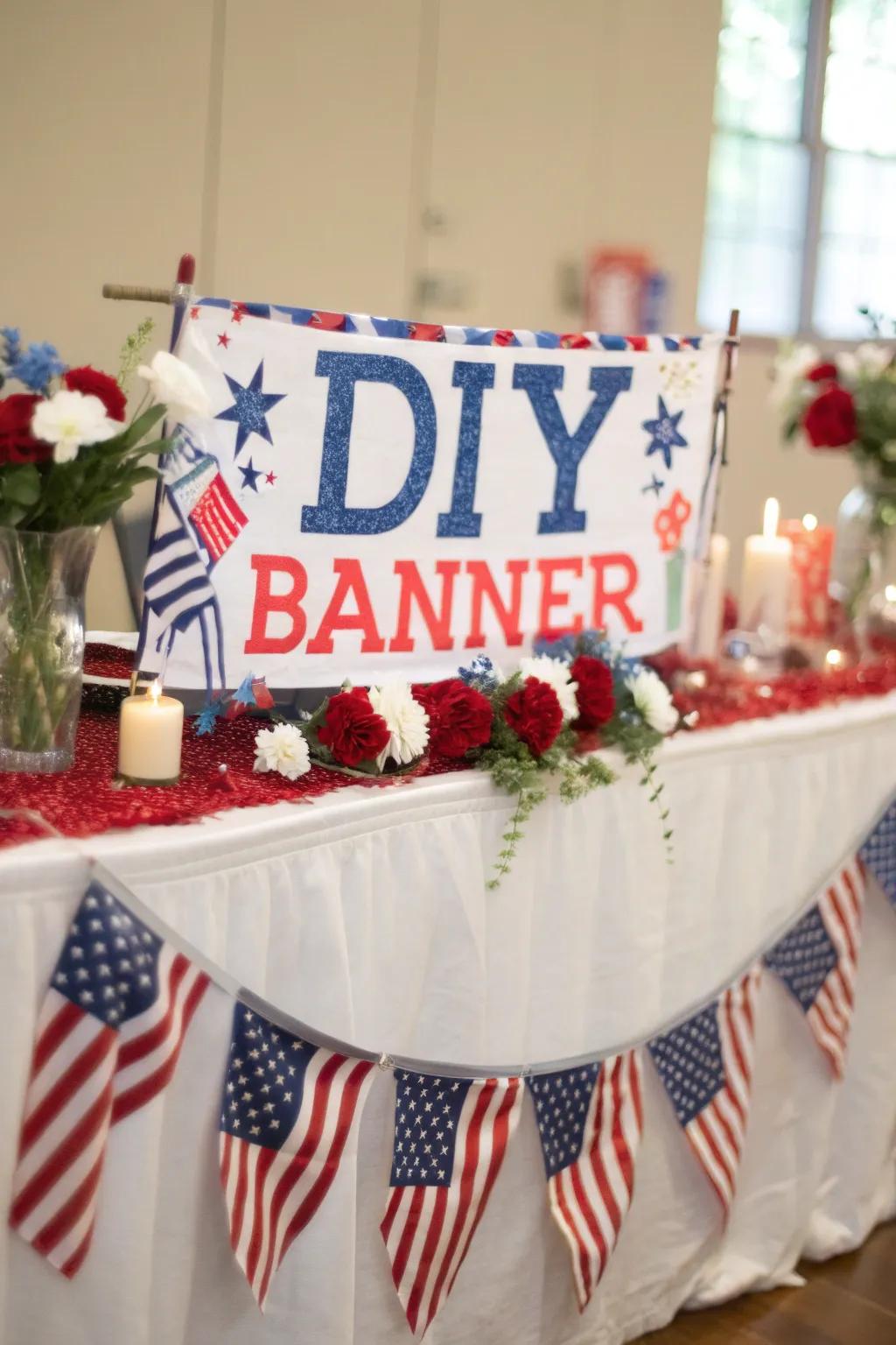 A heartfelt handcrafted pennant enhancing the table.