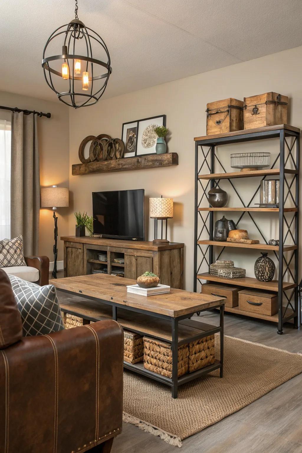 Unconventional materials create a captivating contrast in your decor.