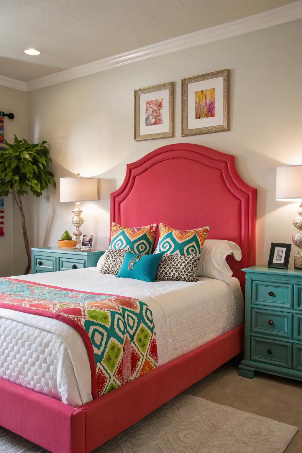 Daring colors can instantly revolutionize your headboard and space.