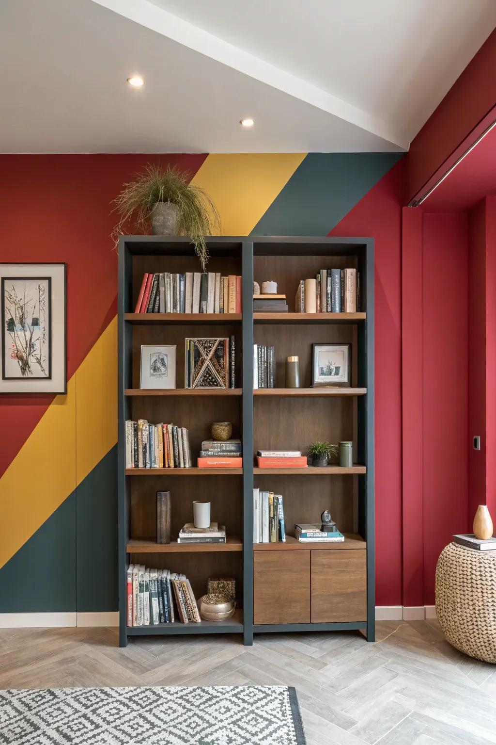 Bold color accents beautifully enhance and emphasize your bookshelves.