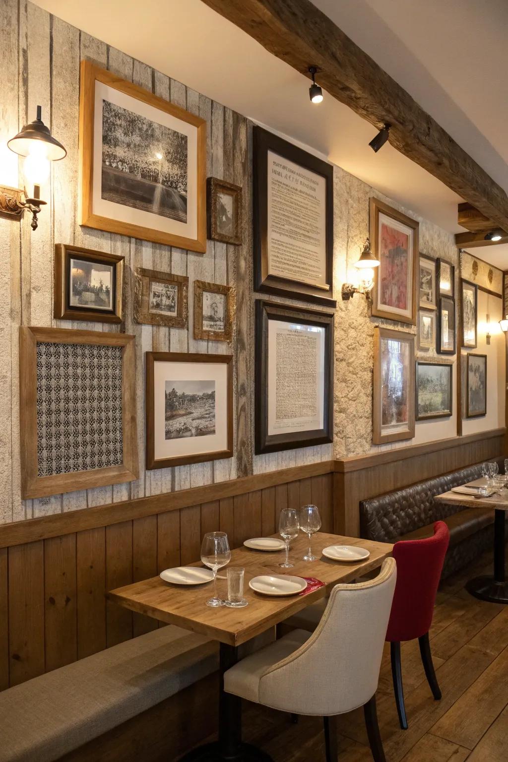 Textured frames that radiate warmth and character.