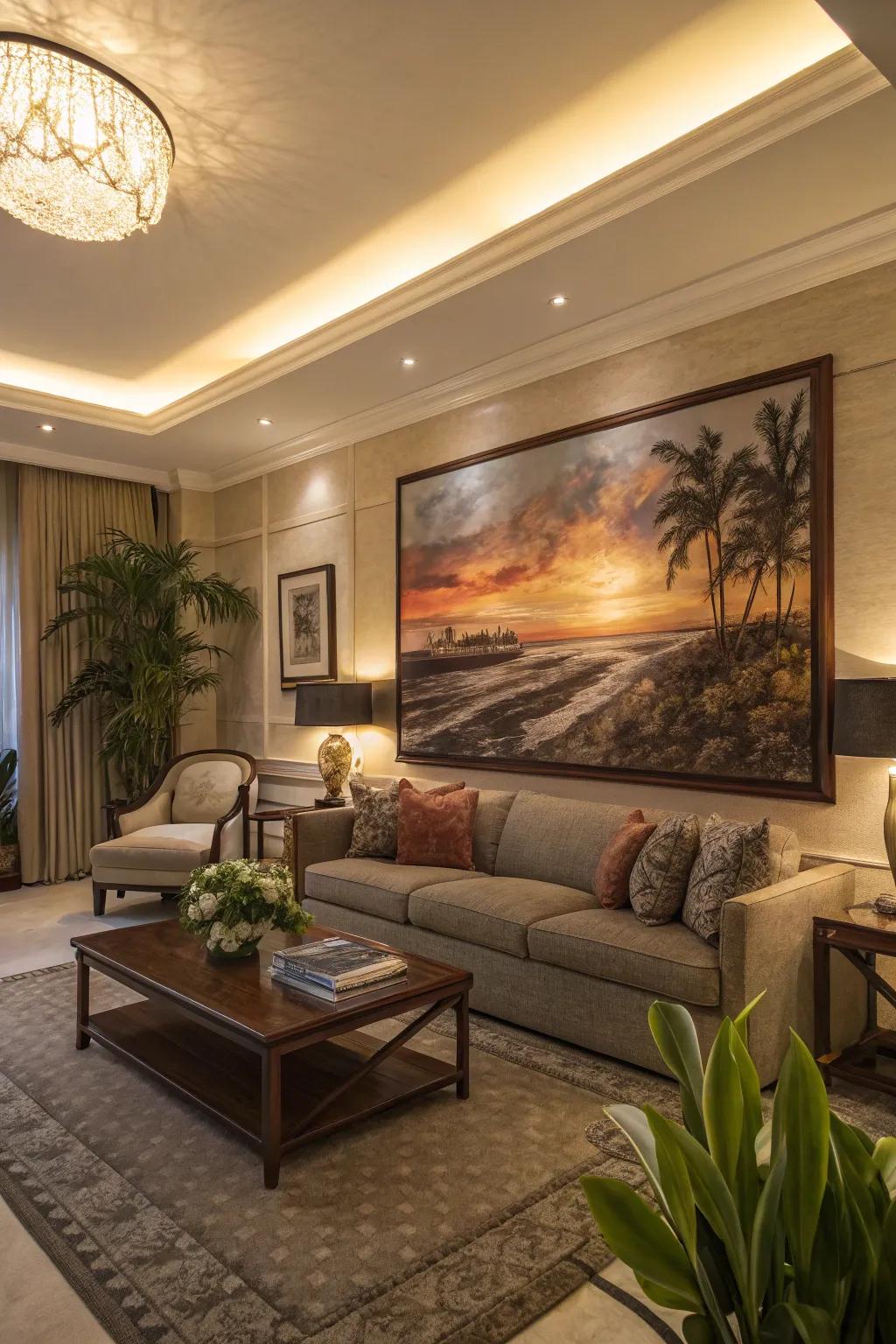 Oversized art makes a robust statement in any living space.