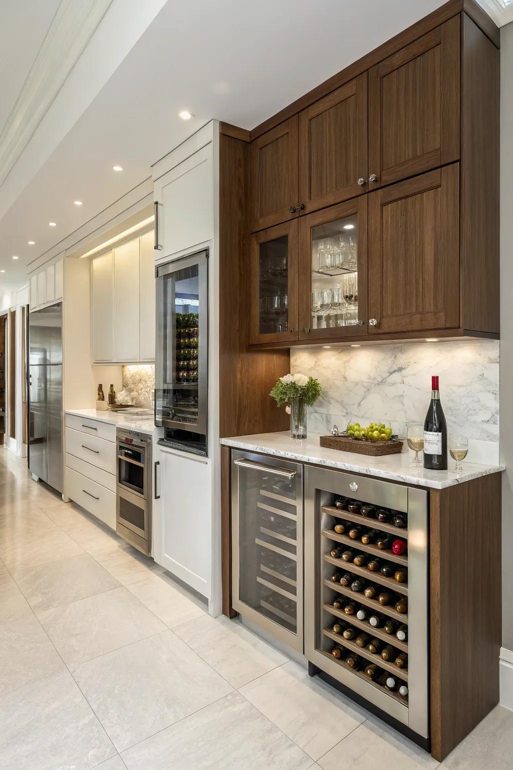 Concealed wine storage presents a streamlined and subtle solution.