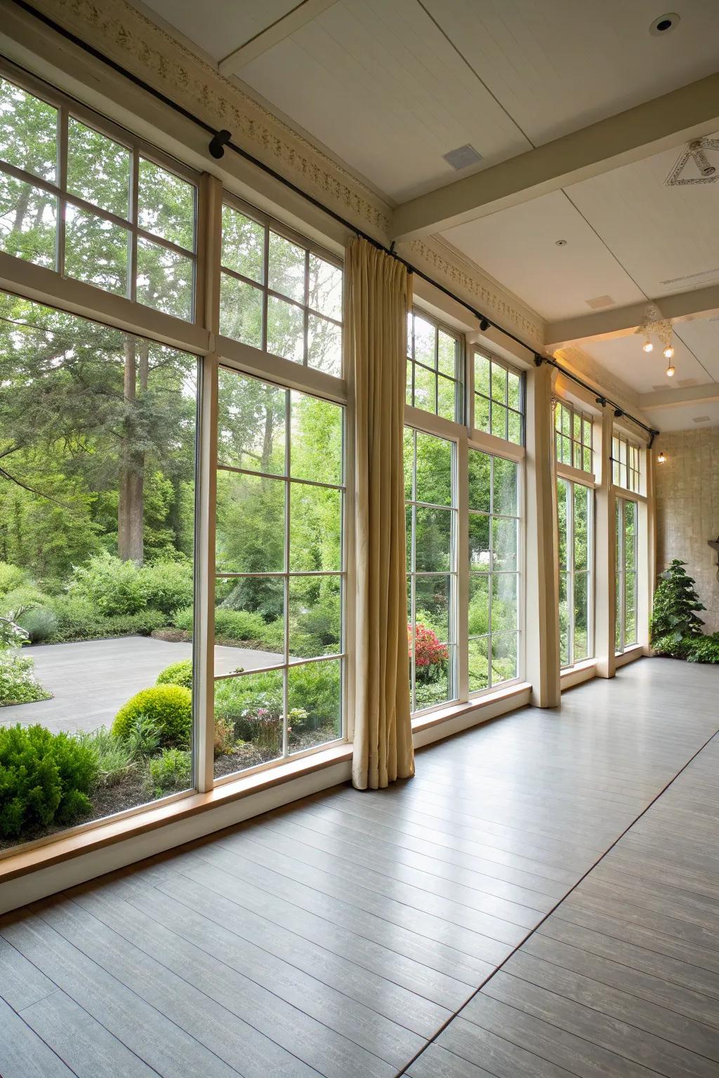 A garden view studio for meditation and yoga.
