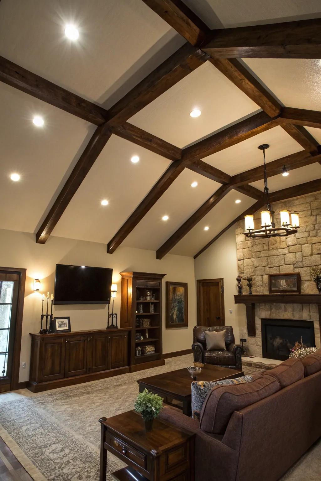 A captivating space defined by striking, bold timbers.