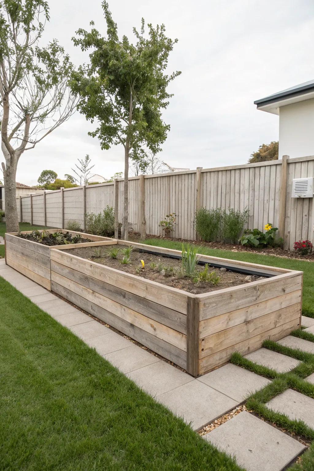 Clean lines offer a modern garden aesthetic.