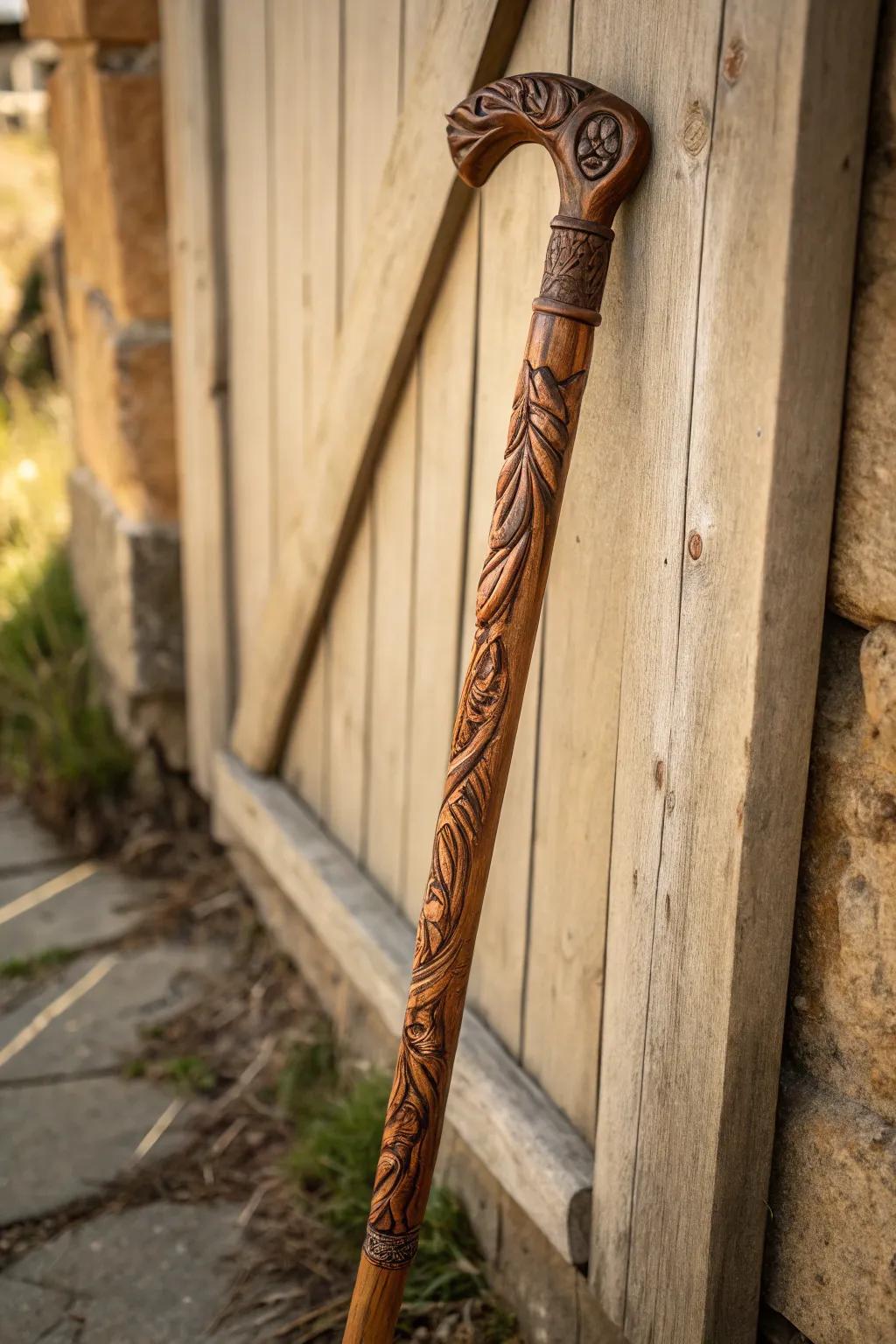 Elevate your journeys via a hiking staff that has been carved and individualized.