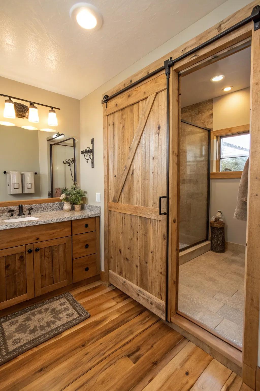 Restored timber puts forward a rustic allure paired with an eco-friendly aspect.