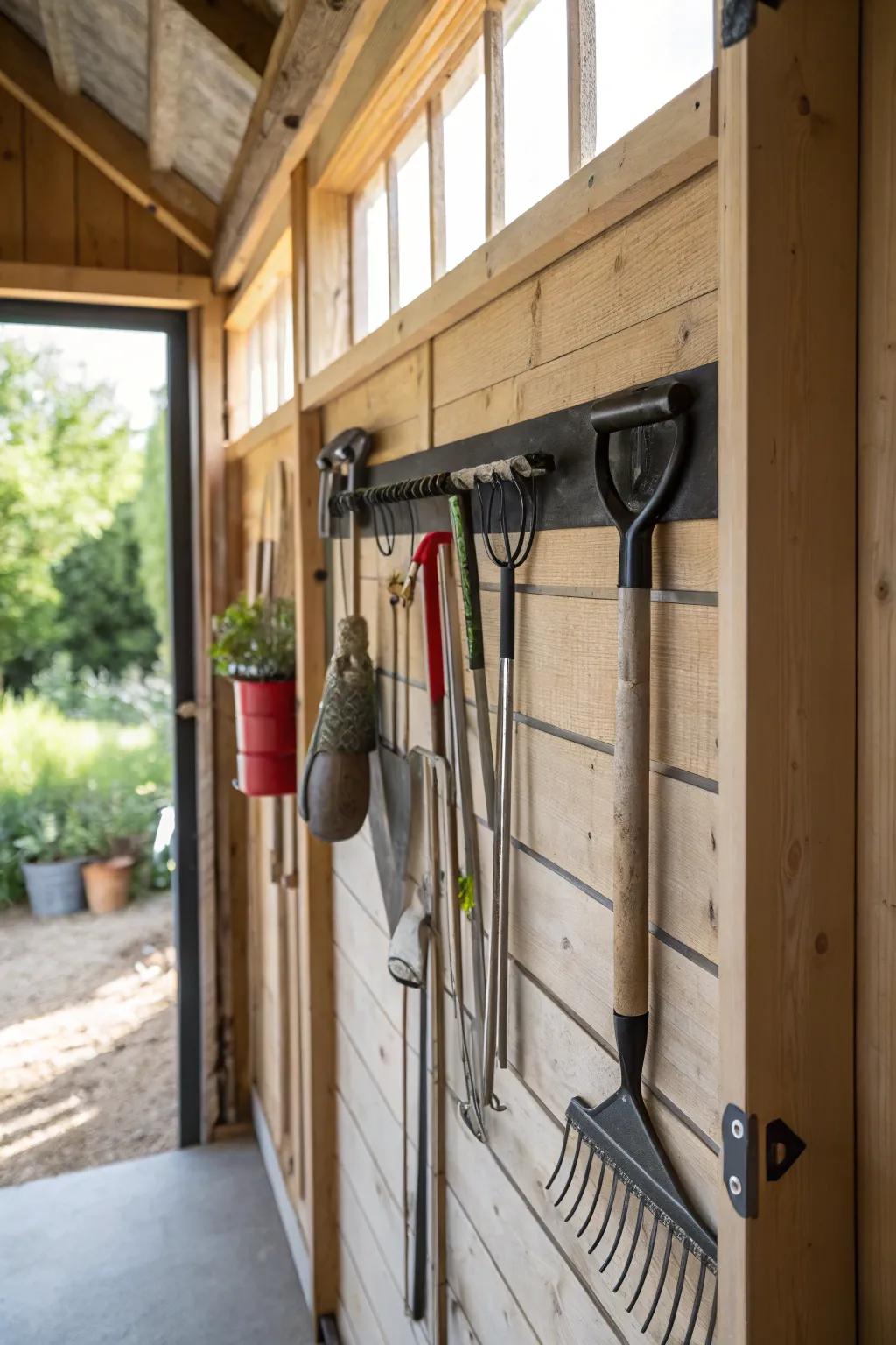 Magnetic strips provide smooth, effective tool storage.