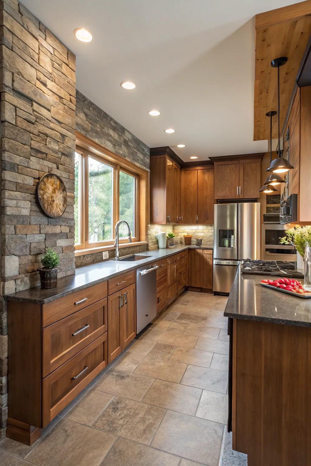 A mix of surfaces adds depth and interest.