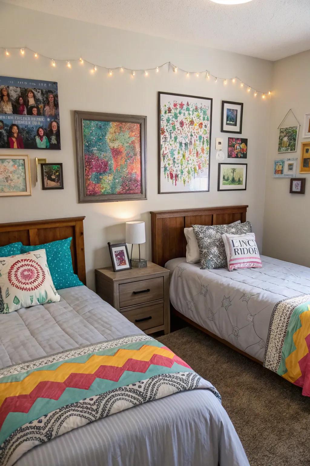 Custom décor personalizes shared spaces.