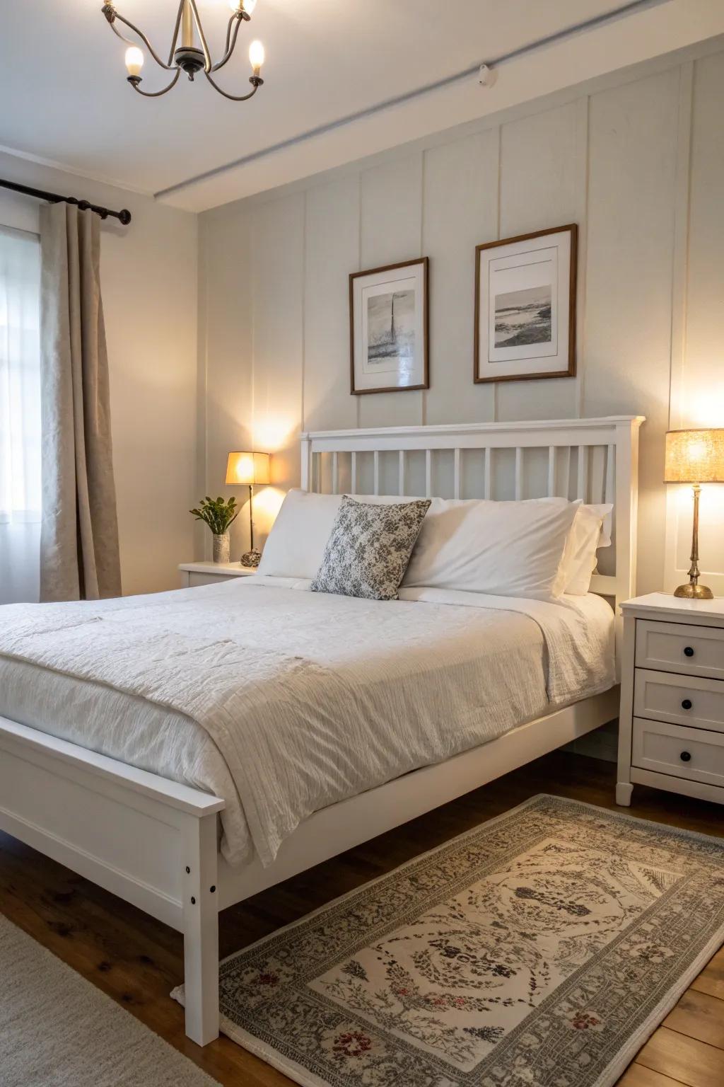 A bed base with simple shapes presents a sleek and modern vibe