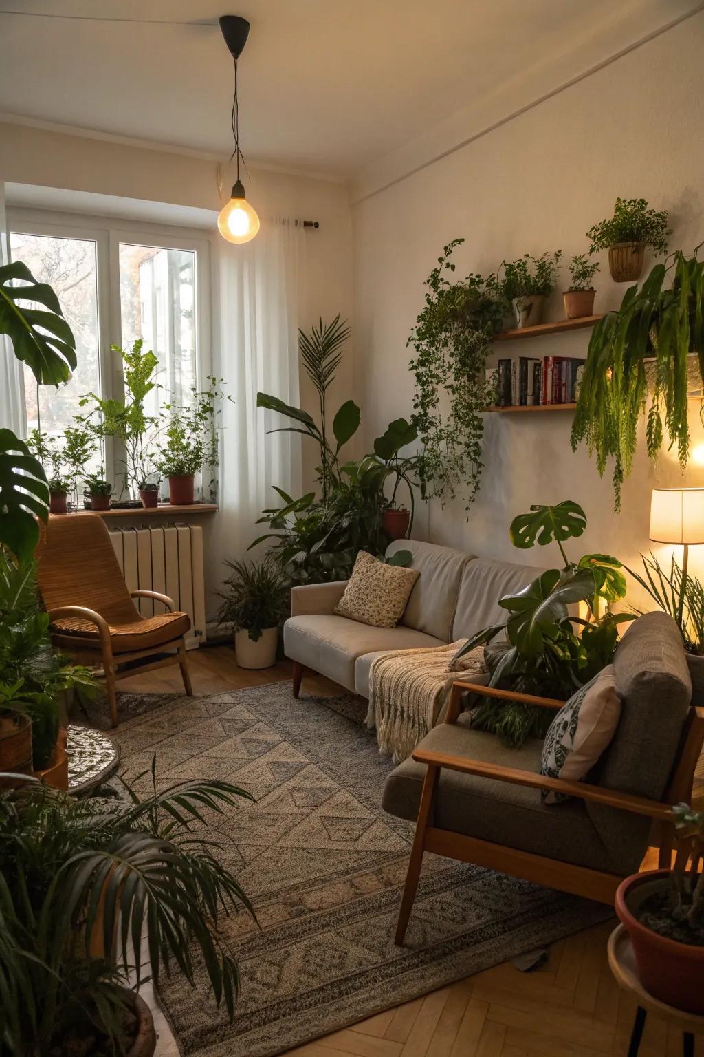 Adding plants adds freshness and life to small spaces.
