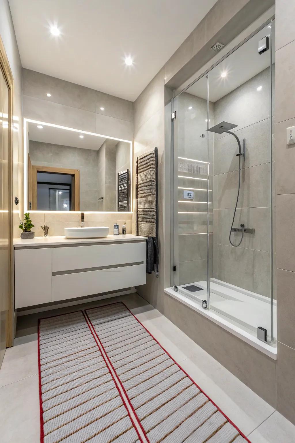 Under-ground heating adds warmth and luxury without taking up area.