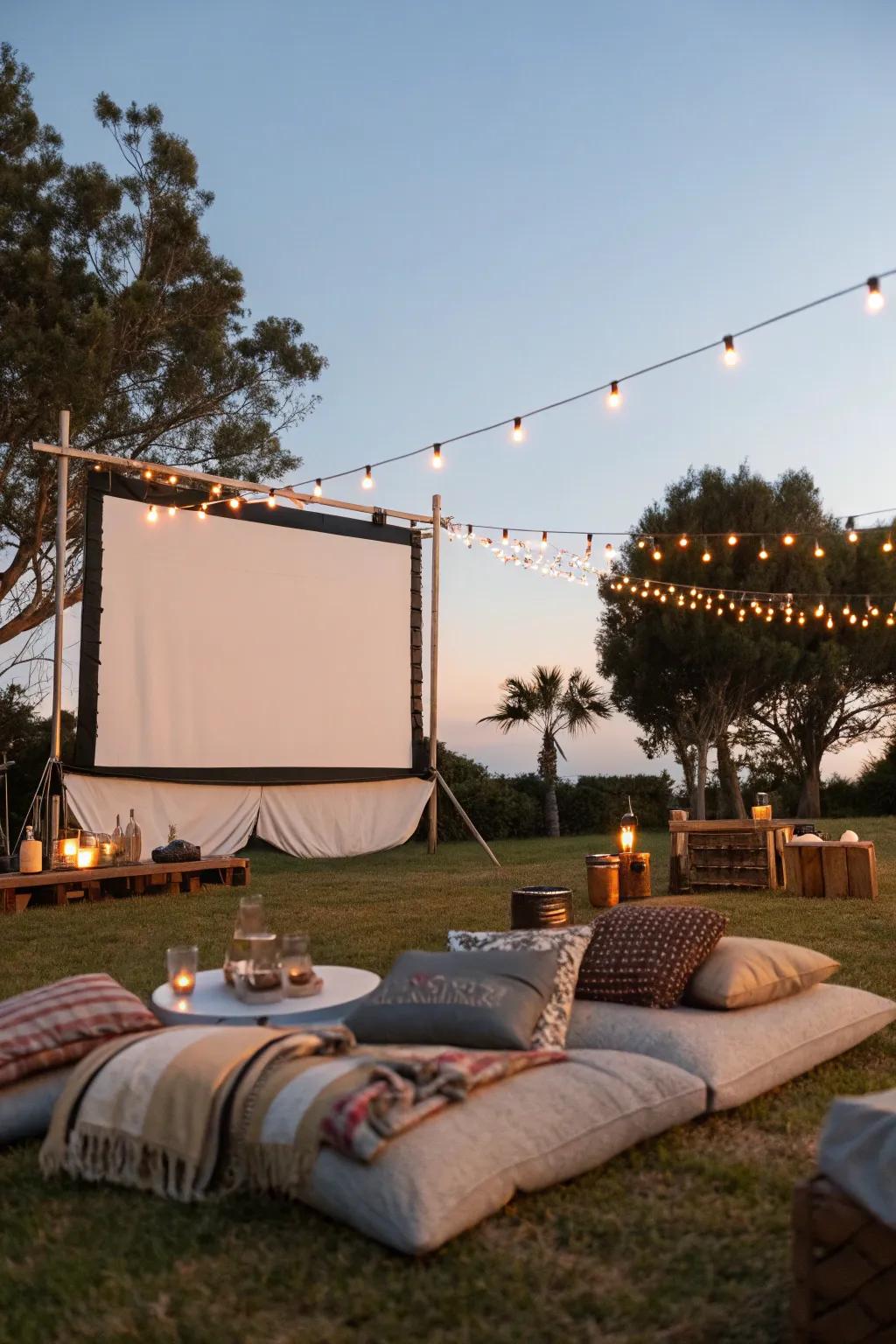 Savor a classic film beneath the night sky at a backyard cinema.
