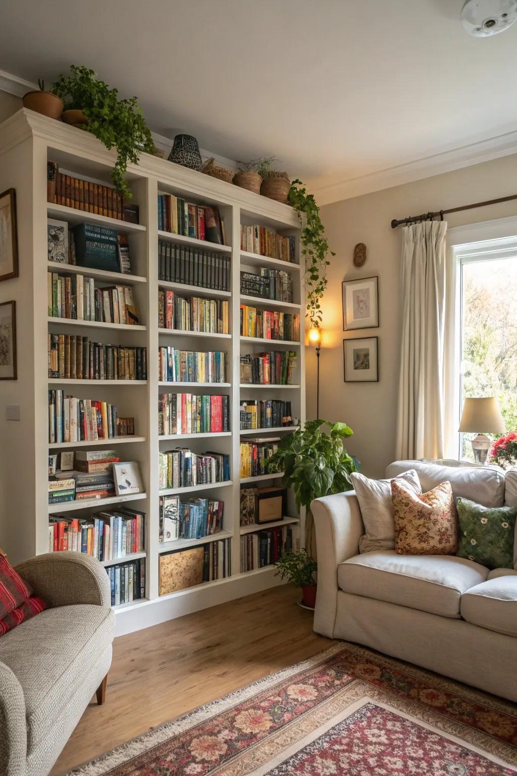 Tall shelving to encourage the eye upward.