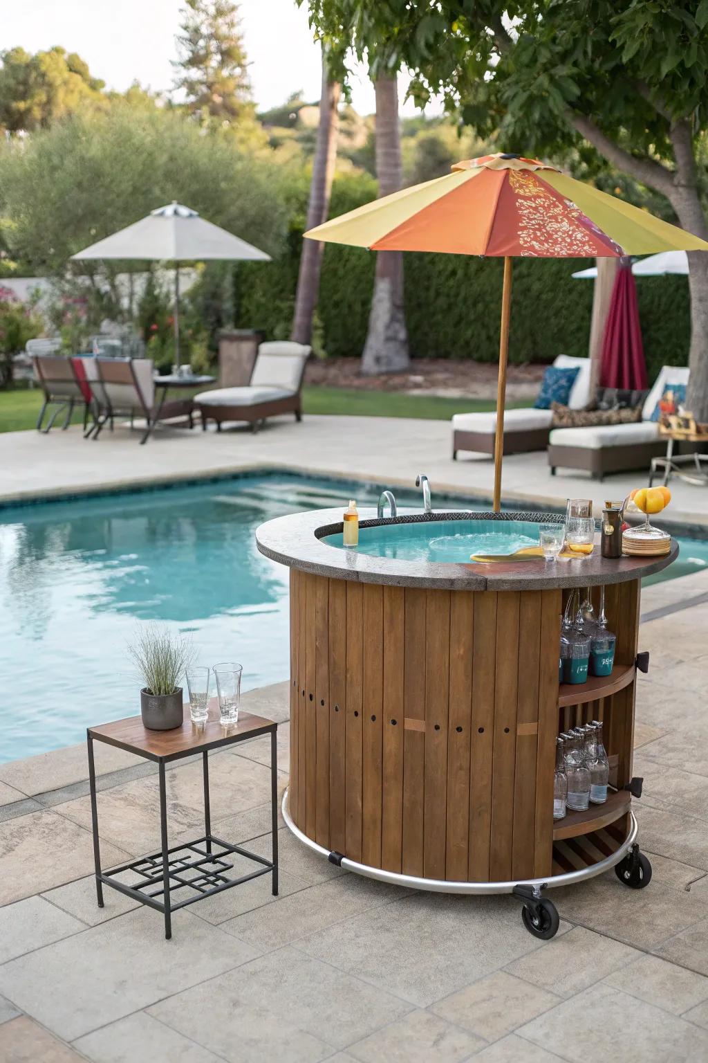 Movable bars provide flexibility and ease for your poolside events.