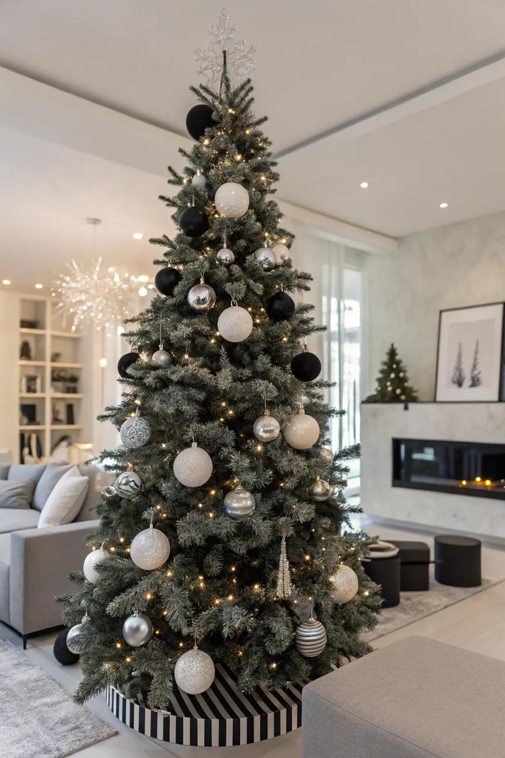 A streamlined and contemporary Christmas tree that evokes the charm of a single hue.