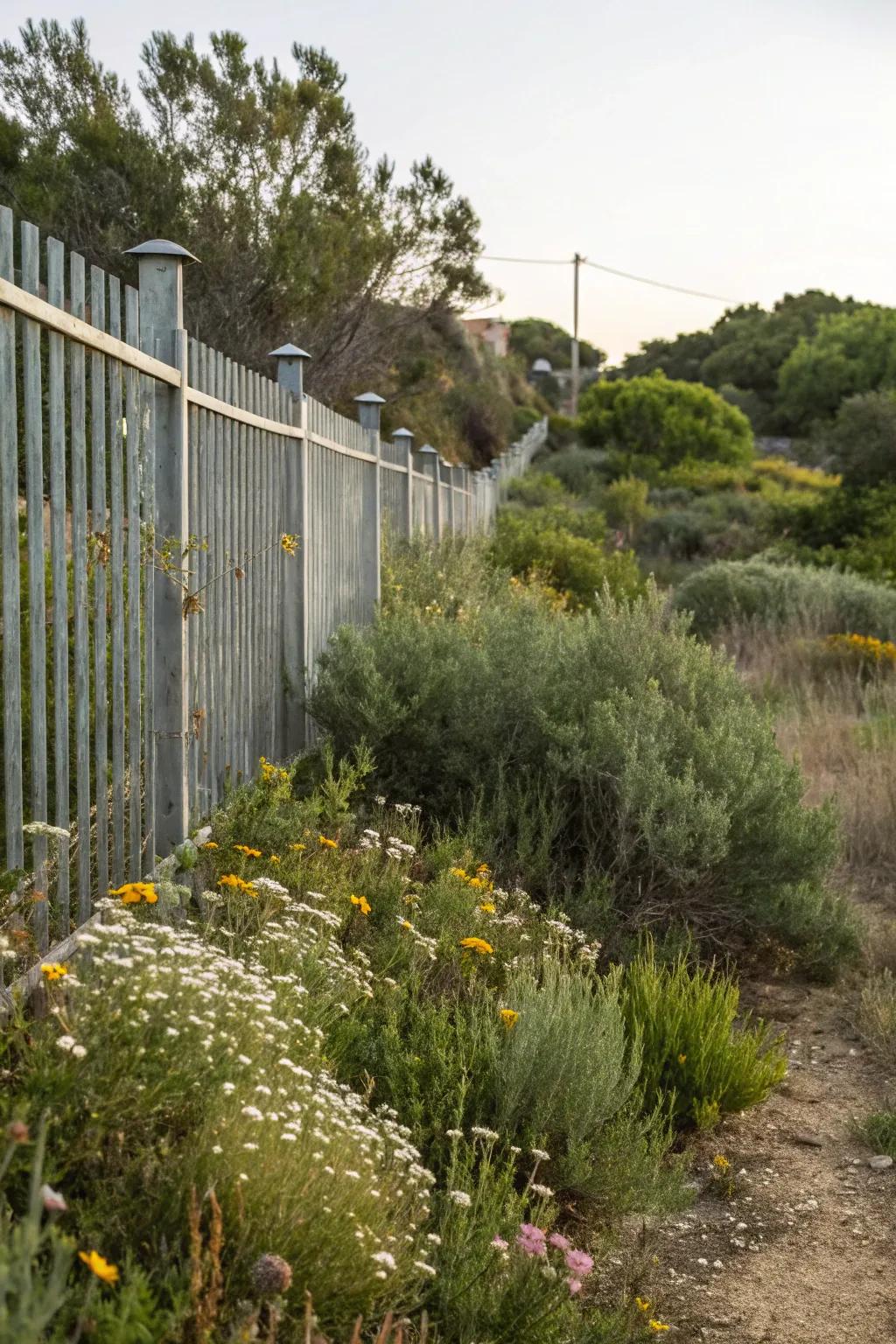 Organic plantings integrate barriers into the ambiance.