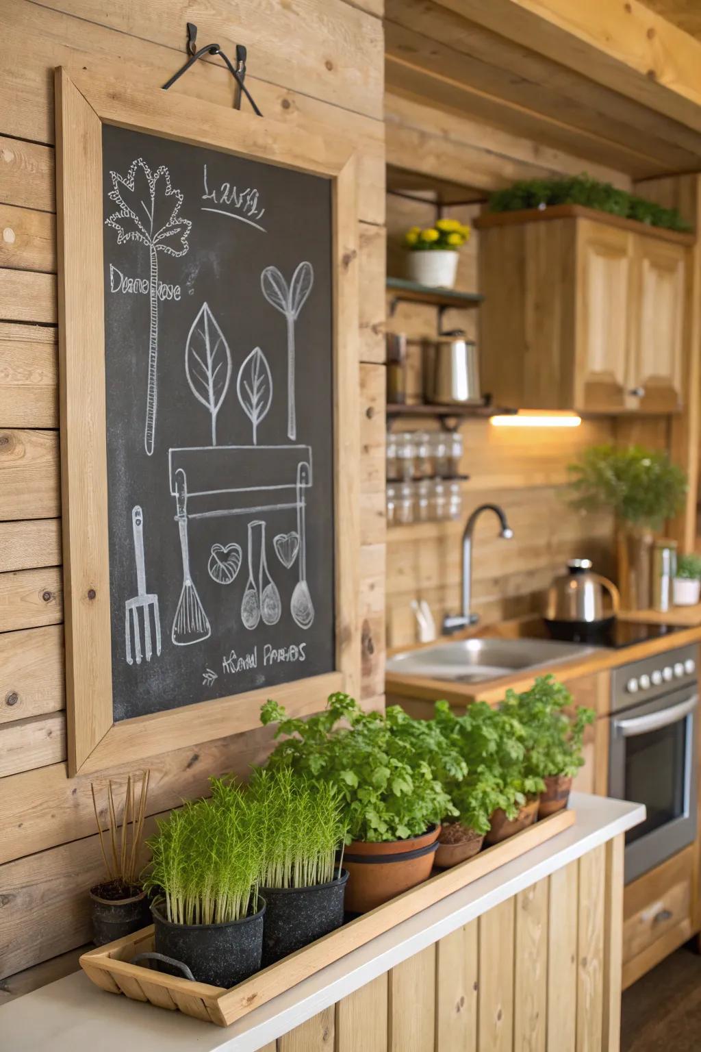 Horticultural visions drawn out on chalkboards.