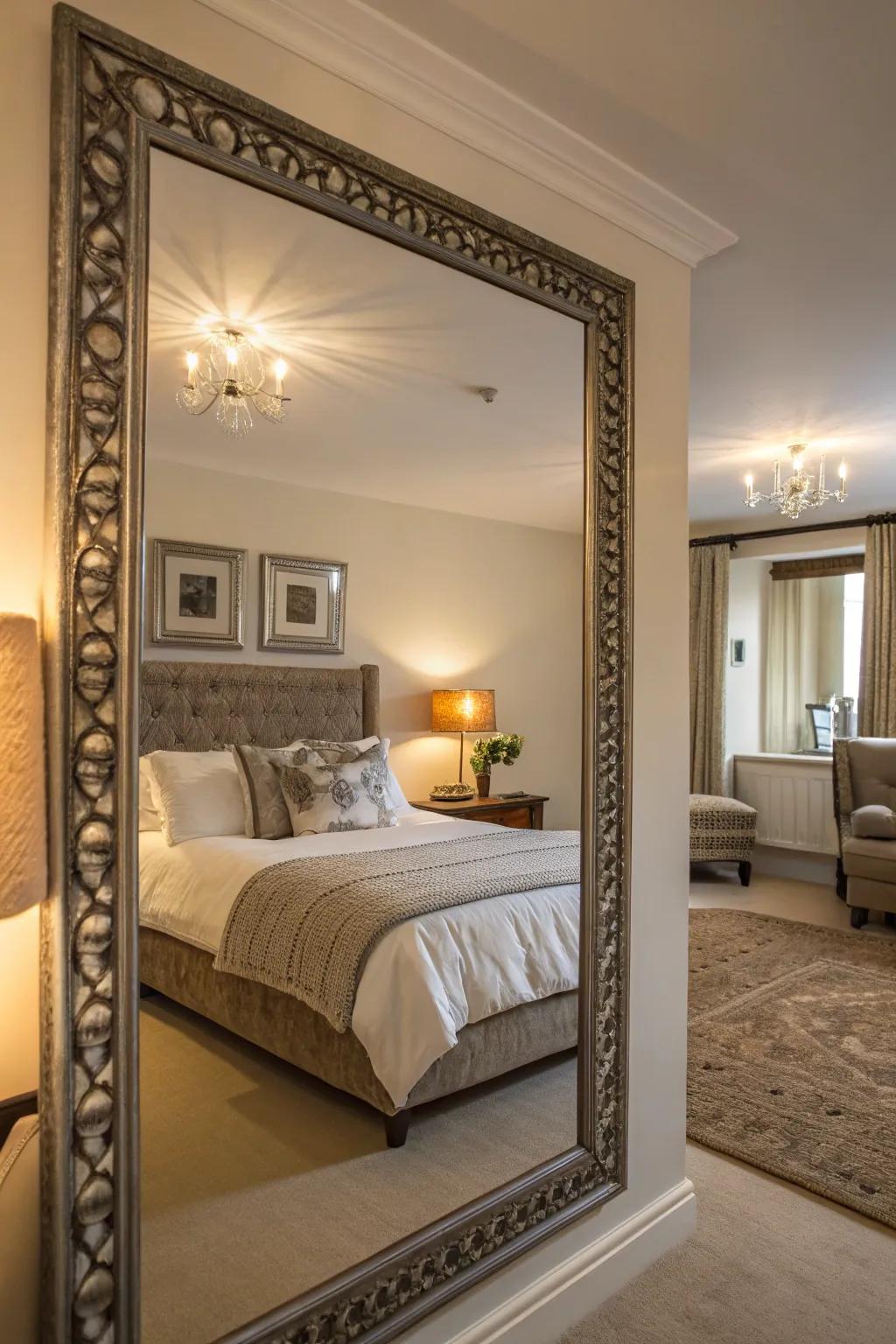 Broaden your space through a striking mirror.