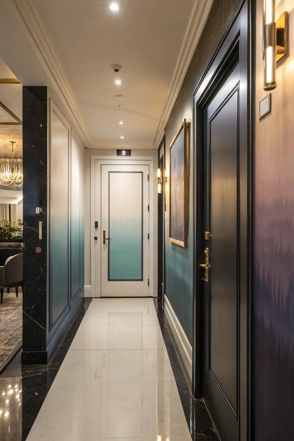 An ombre-coated door that offers a breathtaking gradient visual.