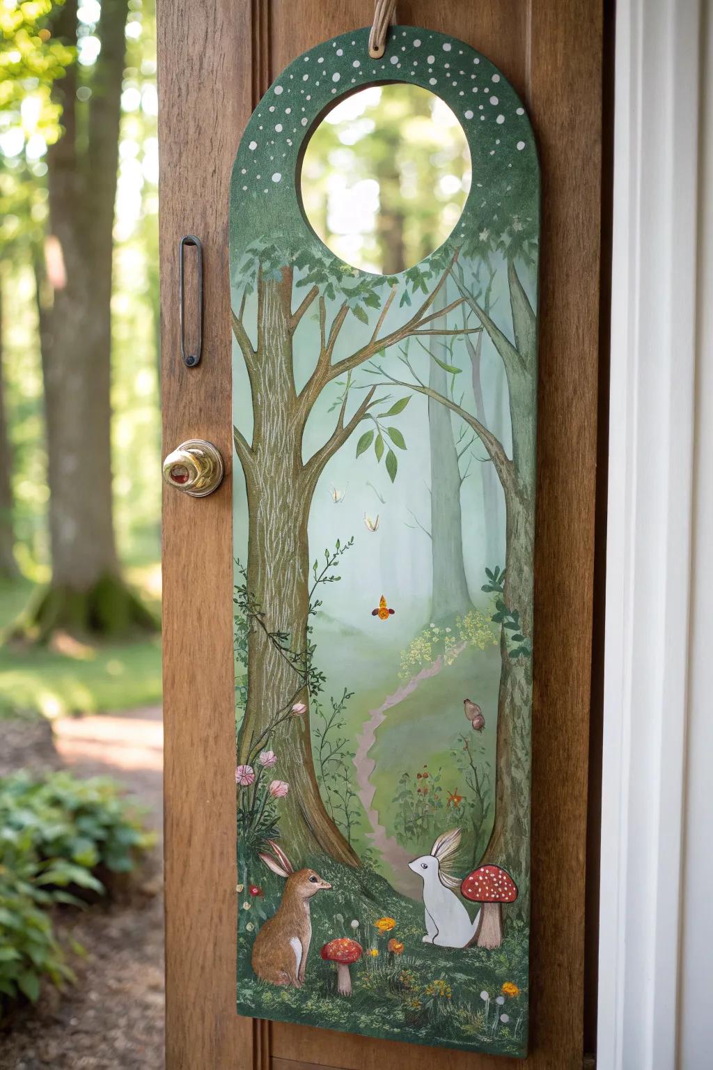 A magical enchanted grove door hanger.