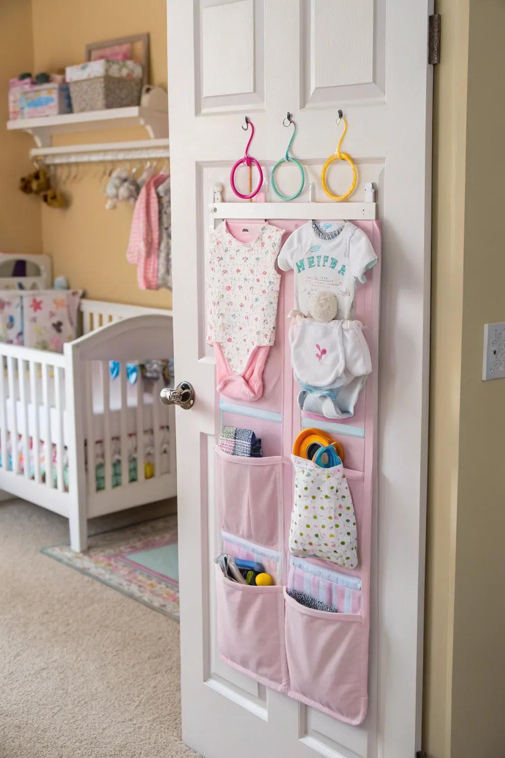 Over-the-door organizers are perfect for additional baby accessory storage.