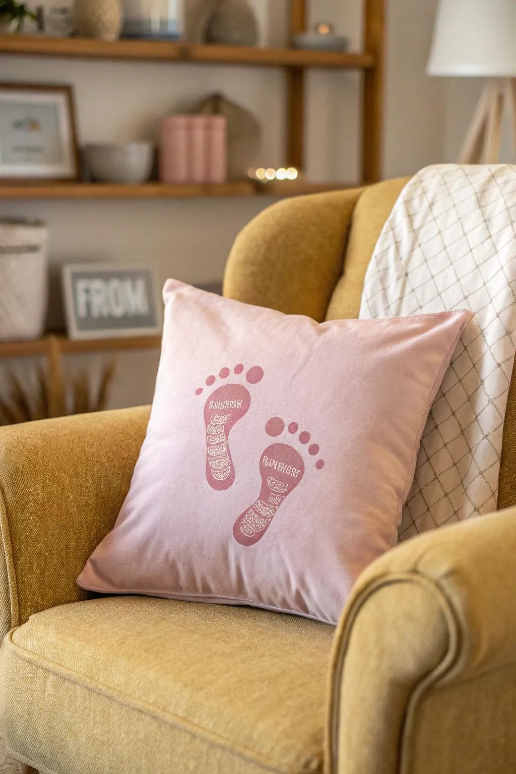 A comfortable pillow imbued with a personal accent destined for grandma's abode.