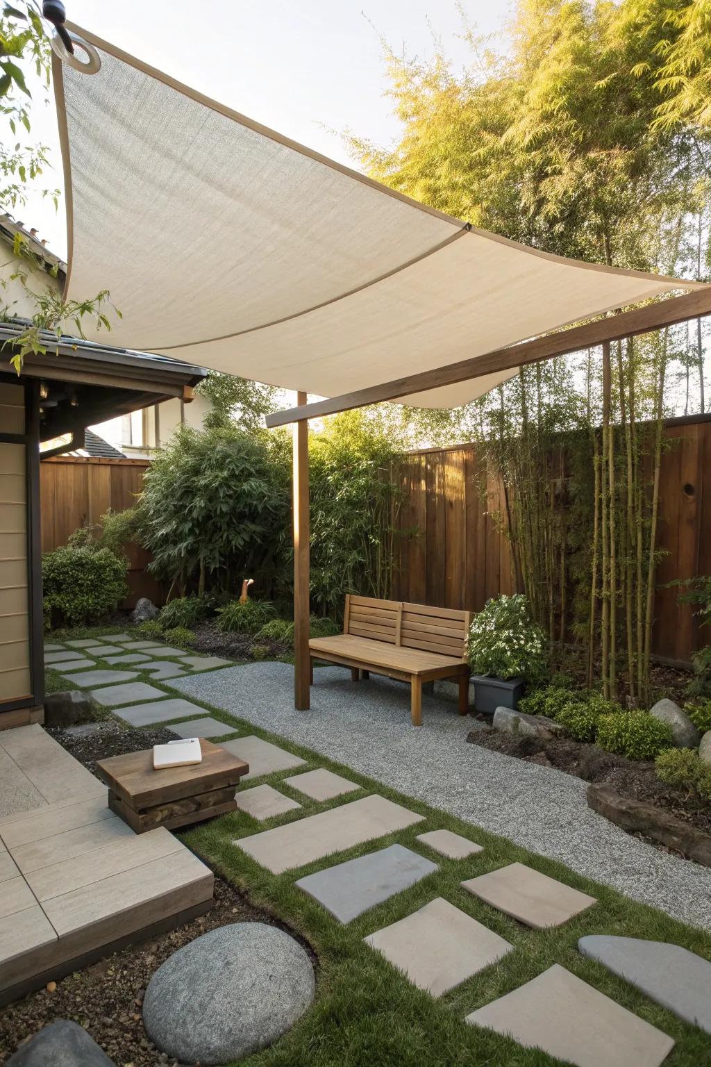 Embrace tranquility using Japanese-style shade cloth.