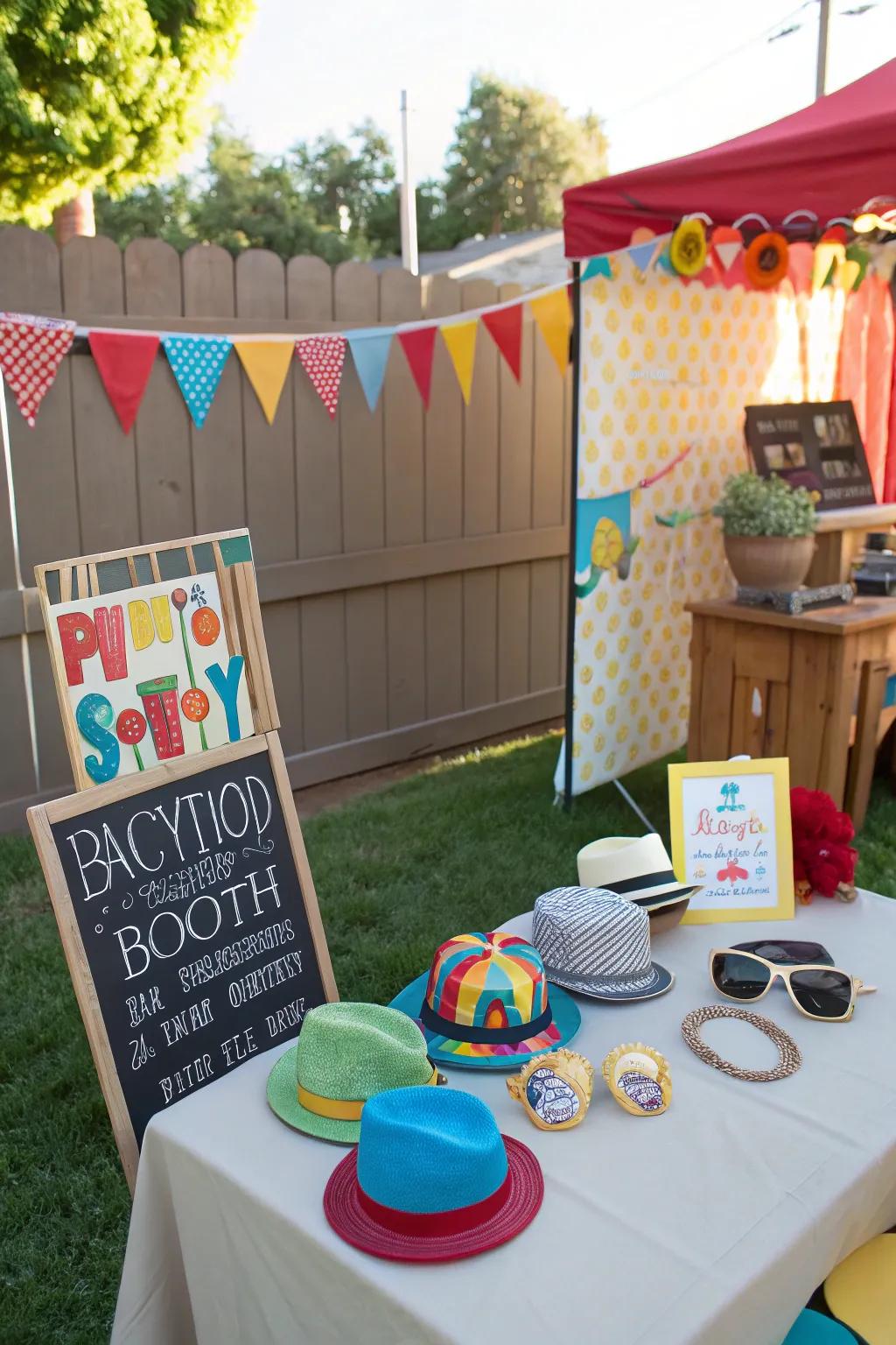 A self-made photo booth enables guests to craft lasting memories in a fun setting.