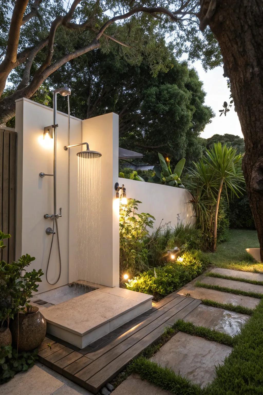 An exterior wash station adds a touch of luxury to your backyard.