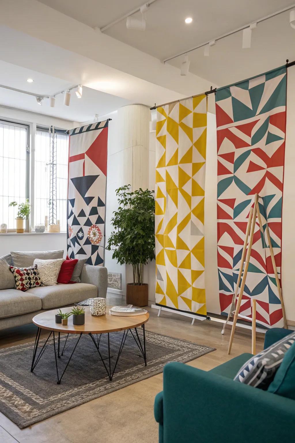 Geometric motifs contribute a modern spin to your decor.