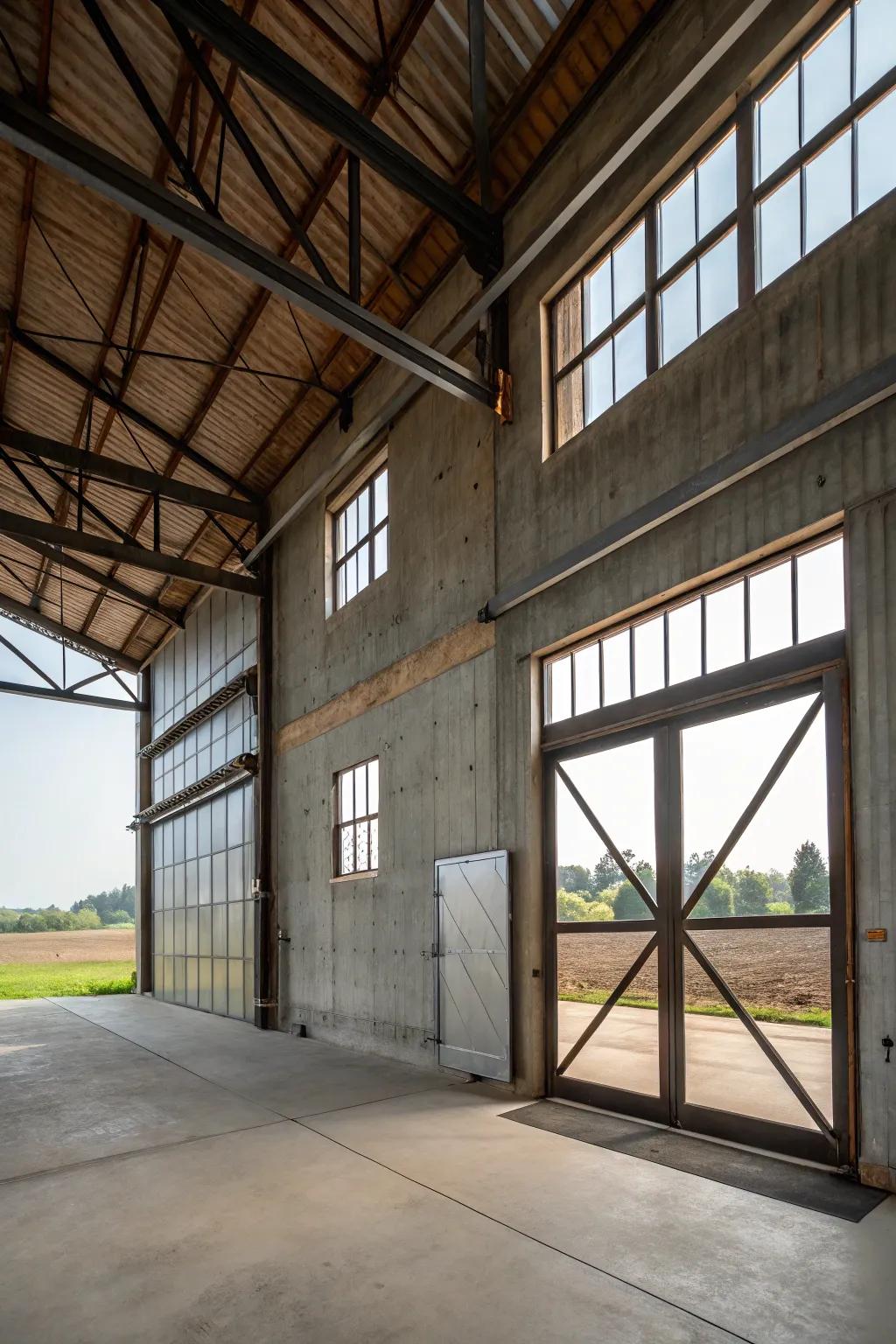 Industrial barns imbuing a touch of urban chic within rural settings.