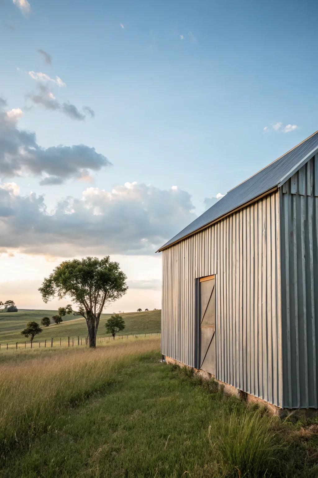A barn with crimped metal siding that makes a lasting impression.