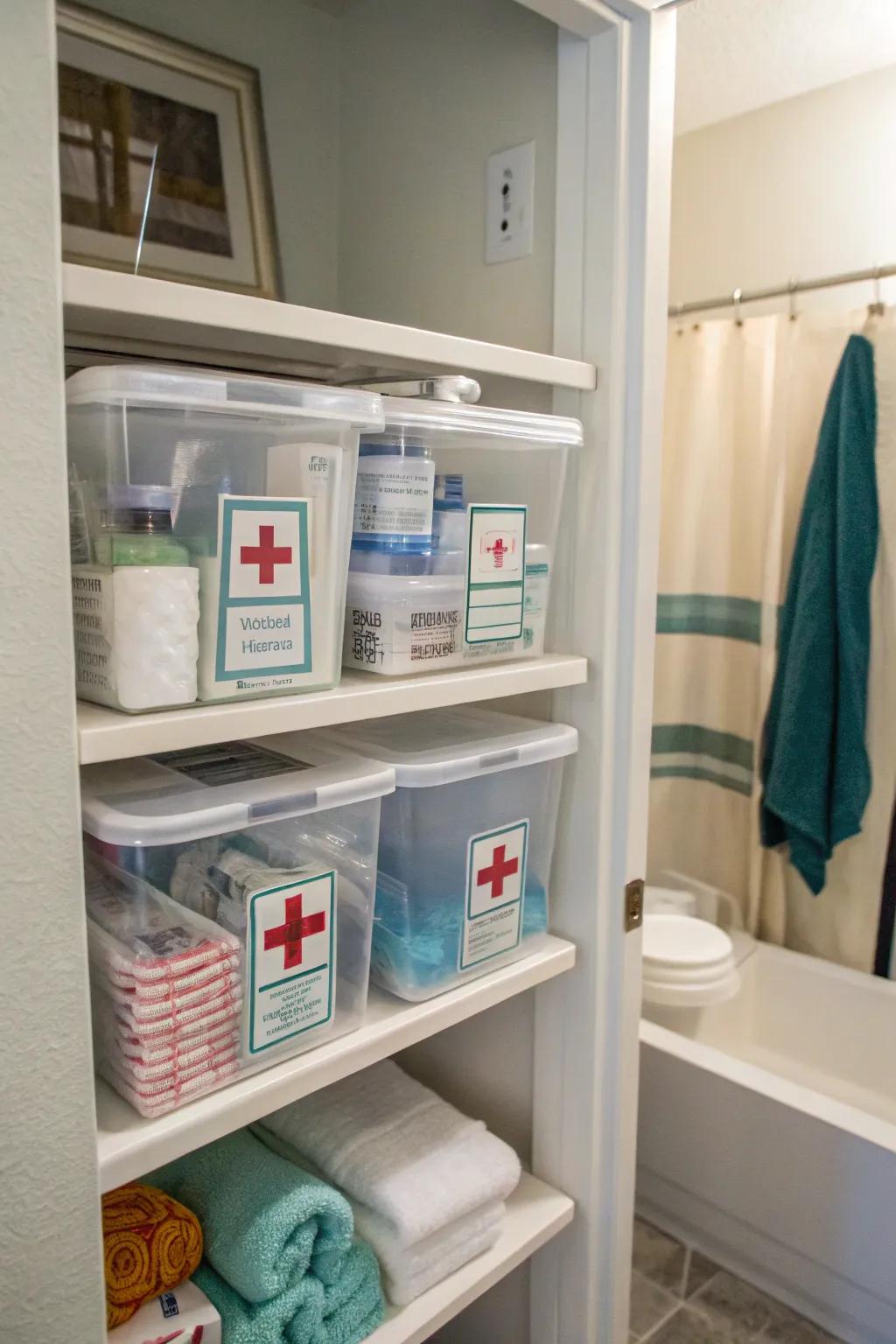 A designated first aid station ensures essentials are always in reach.
